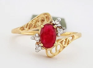 GENUINE 0.67 Cts RUBY & DIAMOND RING 10K GOLD - Free certificate Appraisal - Picture 1 of 6