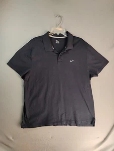 Nike Mens Shirt XXL Blue Polo Short Sleeve Cotton Collared Solid Knit Swoosh - Picture 1 of 8