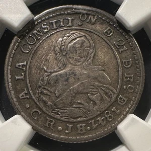 1847 JB Costa Rica Provisional Real NGC VF Details Sharp Strike Original Surface - Picture 1 of 3
