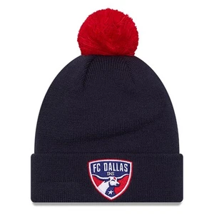 Men's New Era Navy FC Dallas Jersey Hook Cuff Knit Hat with Pom - Picture 1 of 2