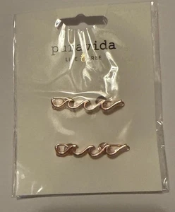 NEW! Pura vida Live Free Rose Gold “Wave Hair Barrettes” 2 Pack Hair Clips NEW - Picture 1 of 2