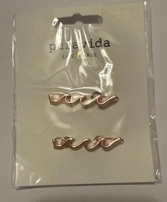 ¡NUEVO! Paquete de 2 pinzas para el cabello Puravida Live Free oro rosa “corretes ondulados” NUEVO Foto 1 de 2