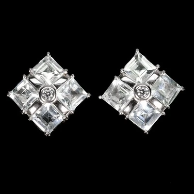 Pendientes cuadrados de plata de ley 925 aguamarina 4 mm joyas de piedras preciosas naturales Foto 1 de 4