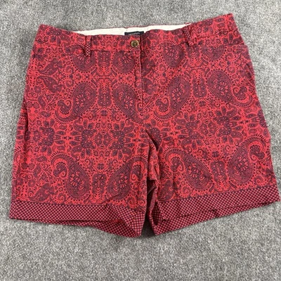 Lands’ End Shorts Women 18T Red Paisley Boho Resort Preppy Casual Coastal Chic - Image 1 of 4