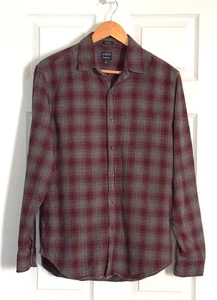 J. Camisa manga larga CREW de franela a cuadros roja/gris borgoña para hombre talla M - Imagen 1 de 8