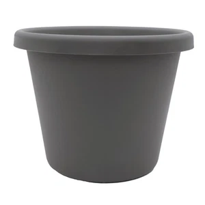 The HC Companies 17 Inch Round Classic Planter, Plastic Plant Pot, Warm Gray - Picture 1 of 4