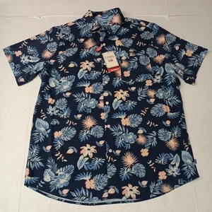 Chaps Everyday Performance Woven Shirt Men's Size L Blue Floral Stretch UPF 50 - Picture 1 of 8