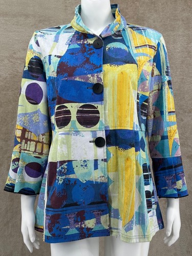 VETEMENTS Giacca Ali Miles donna media astratta con bottoni artistica con volant colletto in piedi