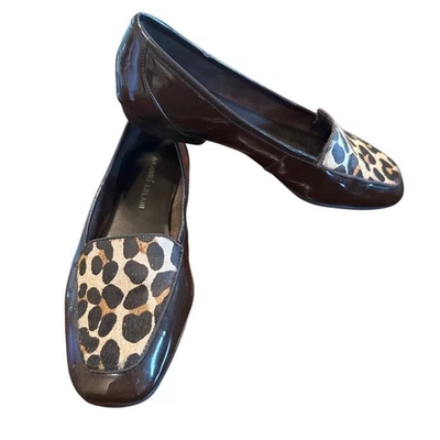 Zapatos planos de charol mocasines con estampado de leopardo Antonio Melani Foto 1 de 4