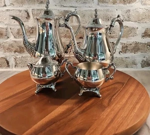 Oneida Silverplate 5-Piece Serving Set Coffee,Teapot,Creamer & Sugar Bowl W/Lid - Picture 1 of 24