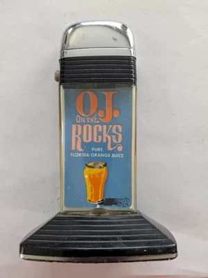Mesa Scripto vintage VU-Encendedor O.J. JUGO DE NARANJA PURO DE FLORIDA ON THE ROCKS Foto 1 de 4