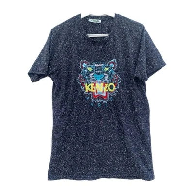 Kenzo Paris Tiger T-Shirt Black Speckled Embroidered Logo  XL slim Fit #60 - Image 1 of 4