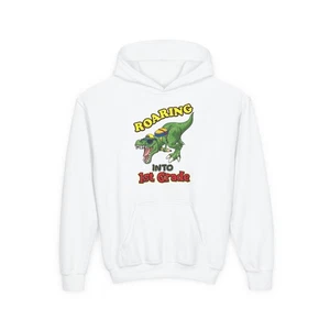 Roaring into 1st Grade Hoodie, Kids Dinosaur Sweatshirt, Back to School [...] - Picture 1 of 13