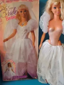 VINTAGE 1992 MATTELL MY LIFE BARBIE 3 FUSS GROSS PUPPE BRAUTKLEID & OVP - Bild 1 von 14