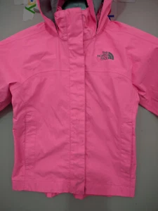 North Face Jacket Girls 2XS 5 Pink Zip Stow Hoodie Hyvent Shell Mesh Lined Nylon - Picture 1 of 22