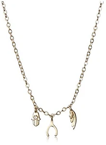 NEW Jules Smith Gold Plated Hamsa Angel Wing Micro Triple Charms Necklace NWT - Picture 1 of 2