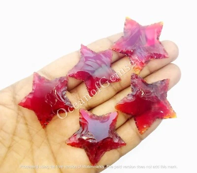 Manmade Red Garnet Star Shape Stone Carved, 3-4 Piece, Loose Gemstone Cabochon - Image 1 of 4