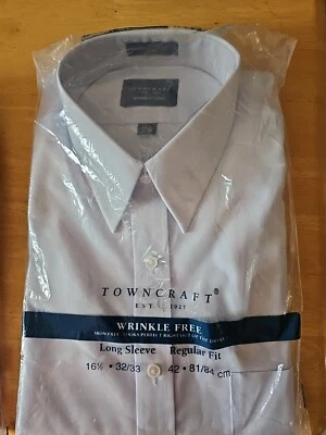 *NUEVO CON ETIQUETAS* CAMISA DE VESTIR TOWNCRAFT MANGA LARGA SIN ARRUGAS para hombre talla 16,5 Foto 1 de 2