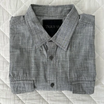 Guess Mens Vintage Shirt Size XL  Button Up Gray Short Sleeve Chest Pockets - Image 1 of 4