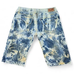 Robin’s Jeans Mens 38 Jean Shorts Destroyed Bleached/Acid Washed Torn Denim - Picture 1 of 20