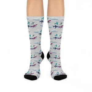 Calcetines de tripulación de avión unisex 1 talla coloridos tema de aviación piloto de viaje Fyling - Imagen 1 de 7