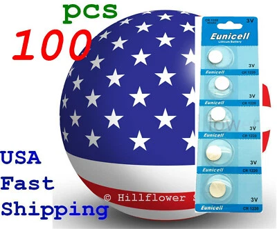 100 pcs CR1220 1220 BR1220 LM1220 Card 3V Lithium Battery - Image 1 of 4