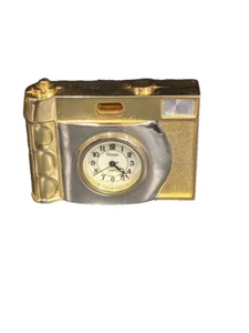 New Xanadu Mini Clock In Shape Of Camera With Dual Metal Gold & Silver - Picture 1 of 2