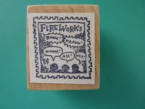 Fireworks Faux Postage RUBBER BABY BUGGY BUMPERS Rubber Stamp  - Picture 1 of 2