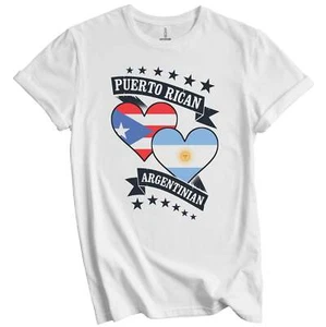 Puerto Rican Argentinian Heart Flags Puerto Rico Argentina T-Shirt - Picture 1 of 3