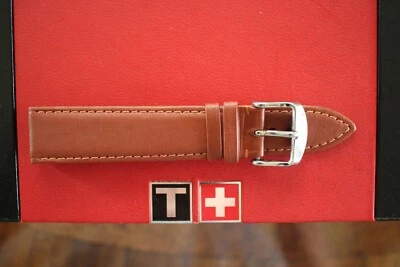 #1 TISSOT SILVER BUCKLE 19MM BROWN OILED CALF LEATHER WATCH BAND WATCHBAND STRAP - Image 1 of 4