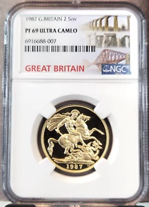 1987 GREAT BRITAIN GOLD 2 SOVEREIGNS NGC PF 69 ULTRA CAMEO BEAUTIFUL GEM PROOF - Picture 1 of 3