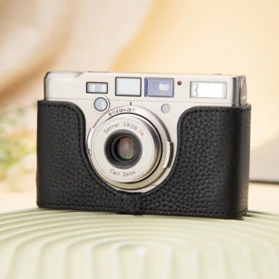 For Contax Tix Case Handmade Genuine Real Leather Half Camera Case Bag Cover Foto 1 de 2
