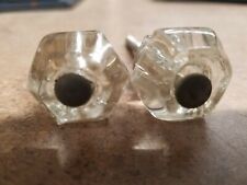 VINTAGE  MINIATURE CLEAR GLASS DRAWER PULL KNOBS SET OF 2