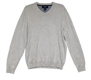Mens Cotton V-Neck Pullover Sweater Gray Large Savile Row Co London FREE SHIP - Picture 1 of 6