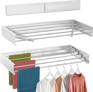 Roccar Wall Mounted Drying Rack 100Cm Wide, Collapsible Drying Racks for Laundry - Picture 1 of 7