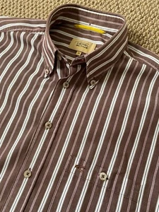 CAMEL ACTIVE BROWN / WINE RED STRIPE LONG SLEEVE SHIRT M MEDIUM - Picture 1 of 4