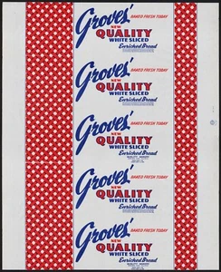 Vintage Brotverpackung Groves White Qualität Bäckerei datiert 1952 Longview Washington - Bild 1 von 2