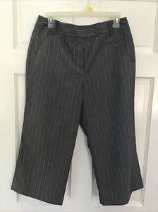 Gray with blue stripes cropped pants by LARRY LEVINE, petite stretch, size 10P - Picture 1 of 8