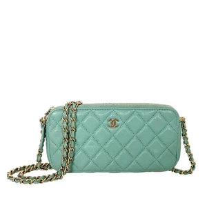 Chanel Double Zip Wallet on Chain türkis Kaviarleder 2020 / sehr gut - Bild 1 von 12