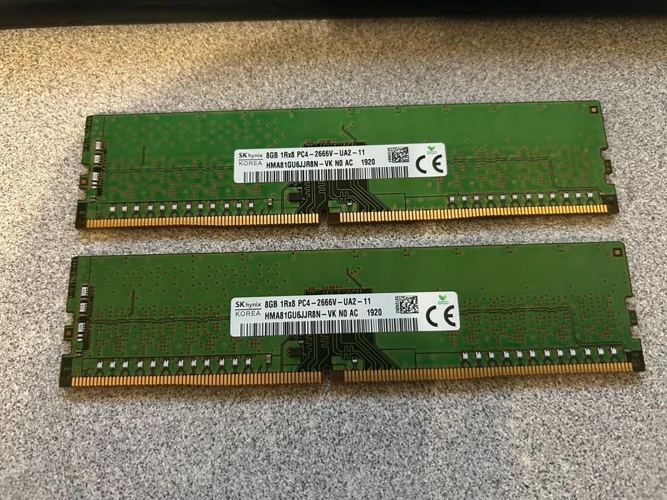 Lote de 16 GB (8 GB x 2 sticks) SK hynix DDR4 PC4-2666V Escritorio RAM Envío rápido Foto 1 de 1