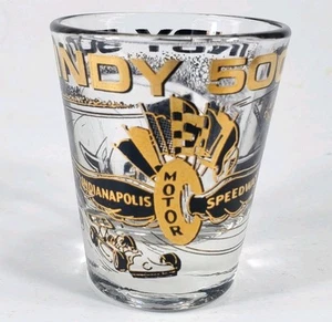 Indianapolis 500 Shot Glass Gold Letter Motor Speedway Vintage Racing Classic EX - Picture 1 of 10