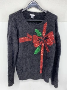 Suéter Isela Rojo Lentejuelas Lazo Navidad Negro Difuso Fiesta Para Mujer Talla Grande - Imagen 1 de 8