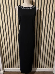 Roman Originals Black Evening Dress Floral Bead Detail Size 16 Occasion - Picture 1 of 4