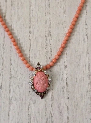 Collar Colgante Camafeo Coral 925 Gemas En Vogue Michael Valitutti Foto 1 de 4