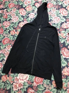 All Saints Hoodie Herren Large SunFaded Crashed Y2K Schwarz Full Zip Distressed L - Bild 1 von 19