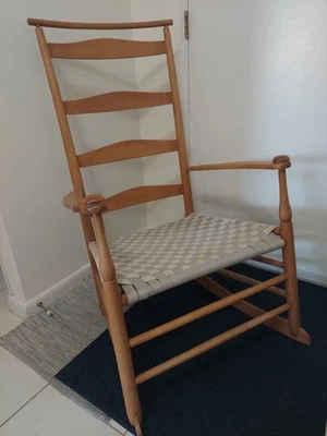 Vintage Mushroom Cap Shaker Style Rocker With Shawl Rail - Image 1 of 4