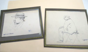 2 BEAUX DESSINS ORIGINAUX Crayon  "PERSONNAGES" 1920 Signé LOUIS LALLEMAND - Bild 1 von 4