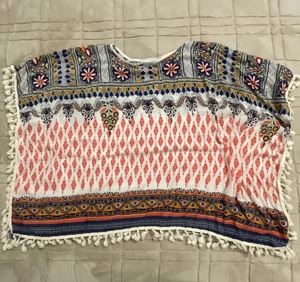 Grace & Lace Women Top One Size Fits Most Boho Aztec Rodeo Lagon Hippie Kimono - Picture 1 of 8