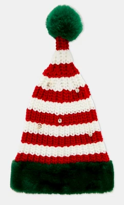 CHRISTMAS ELF Knitted Long Bobble Hat & Bells Adult OneSize BNWT Primark