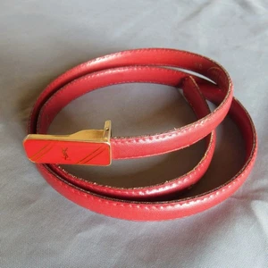 Vintage Yves Saint Laurent Gürtel Damen 30 90 cm Rot Leder Skinny Made in Italy - Bild 1 von 14